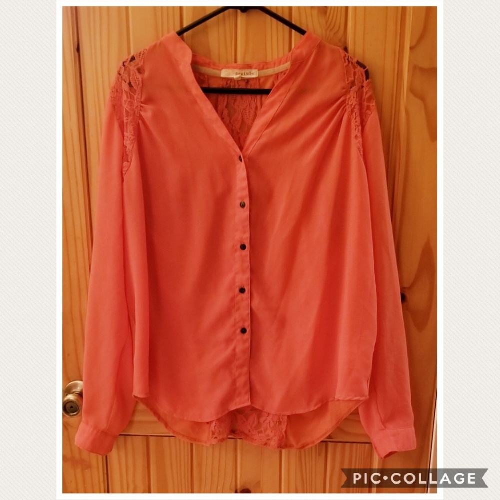 Peach lace long sleeve shirt